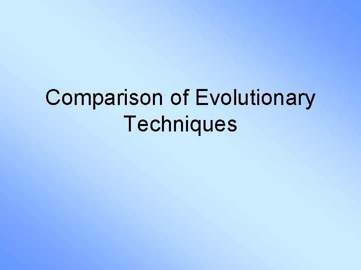 Comparison of Evolutionary Techniques 