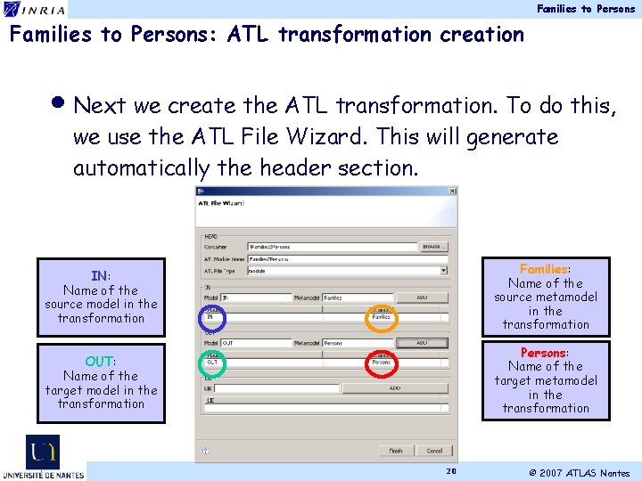 Families to Persons: ATL transformation creation • Next we create the ATL transformation. To
