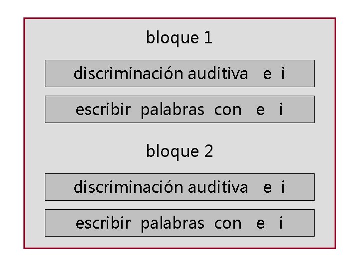 bloque 1 discriminación auditiva e i escribir palabras con e i bloque 2 discriminación