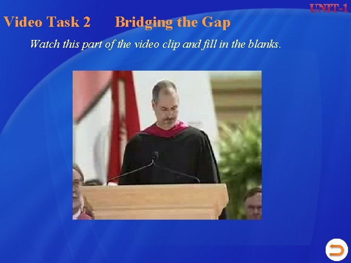Video Task 2 Bridging the Gap Watch this part of the video clip and Video Task 2 Bridging the Gap Watch this part of the video clip and