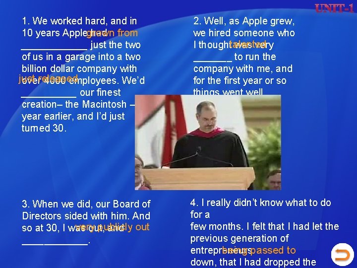 1. We worked hard, and in 10 years Applegrown had from ______ just the 1. We worked hard, and in 10 years Applegrown had from ______ just the