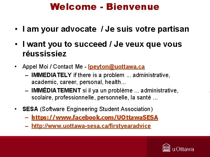Welcome - Bienvenue • I am your advocate / Je suis votre partisan •