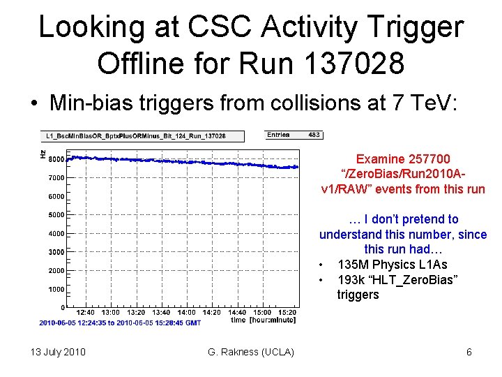 Looking at CSC Activity Trigger Offline for Run 137028 • Min-bias triggers from collisions