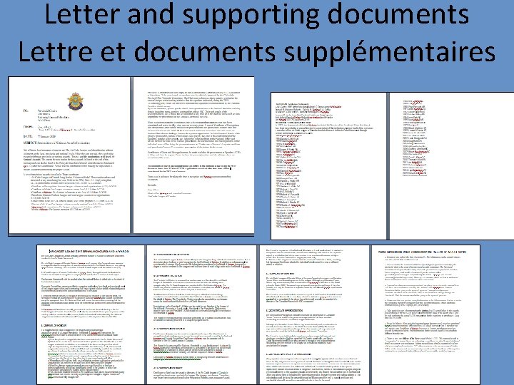 Letter and supporting documents Lettre et documents supplémentaires 