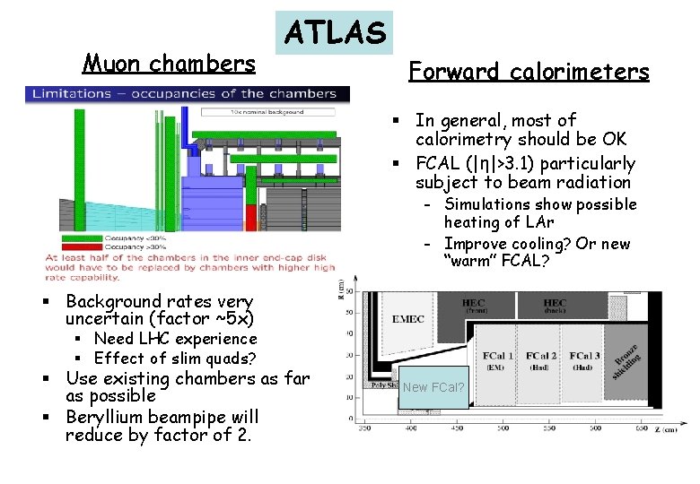 Muon chambers ATLAS Forward calorimeters § In general, most of calorimetry should be OK