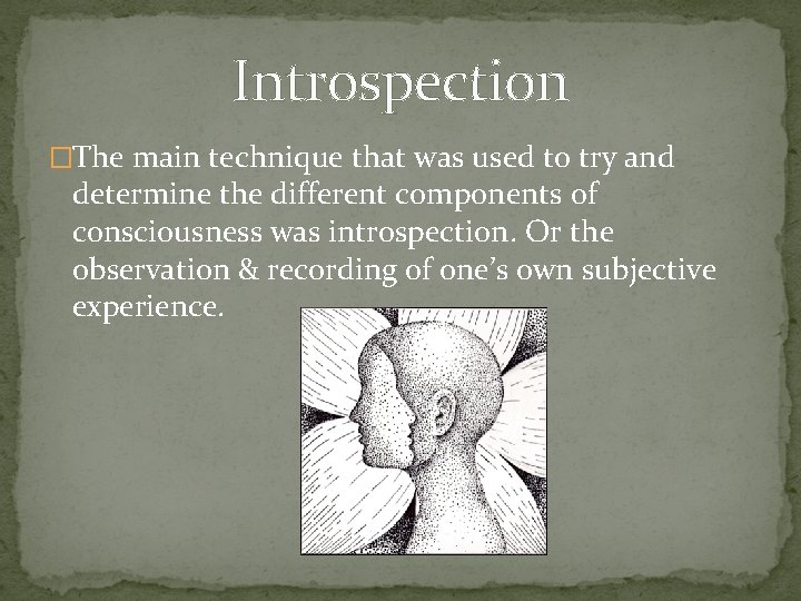 Introspection �The main technique that was used to try and determine the different components