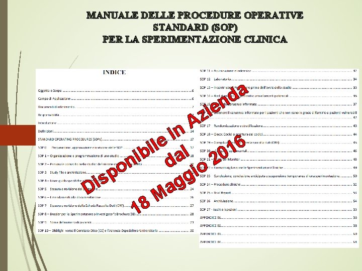 MANUALE DELLE PROCEDURE OPERATIVE STANDARD (SOP) PER LA SPERIMENTAZIONE CLINICA a d n e