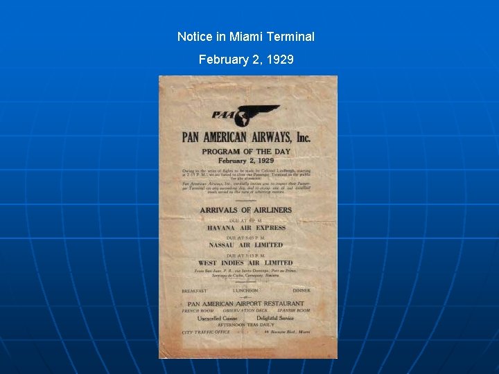 Notice in Miami Terminal February 2, 1929 
