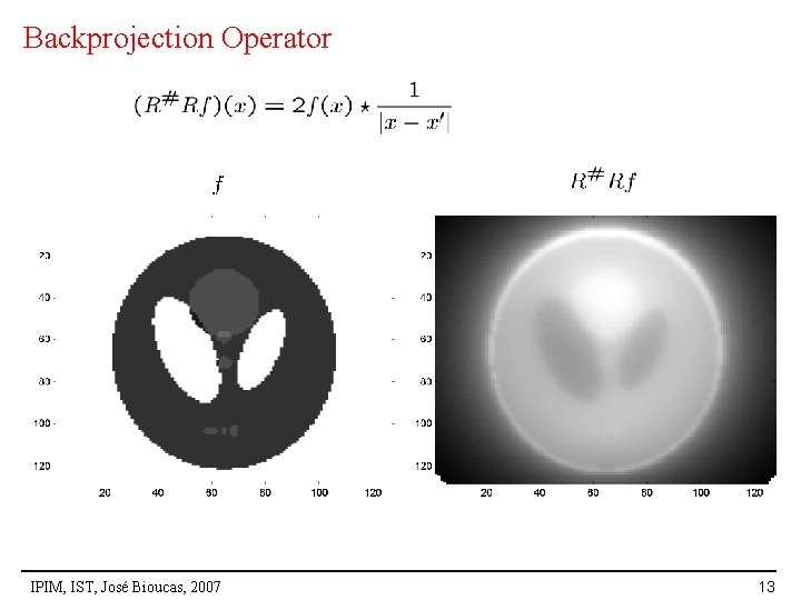 Backprojection Operator IPIM, IST, José Bioucas, 2007 13 