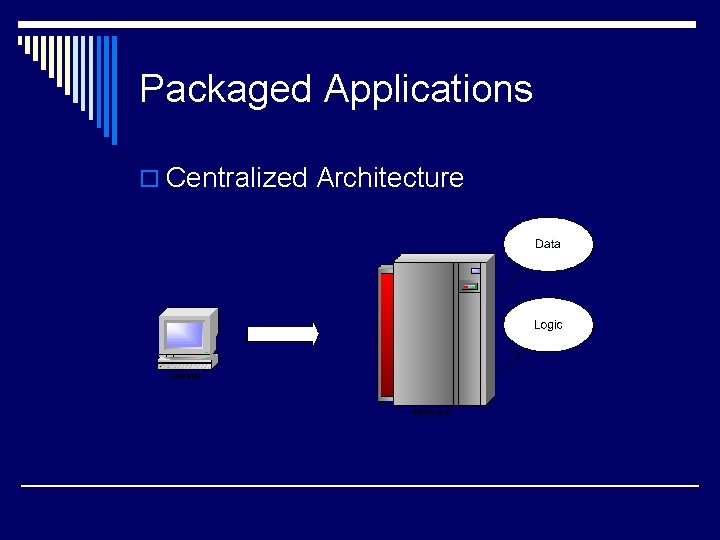 Packaged Applications o Centralized Architecture 