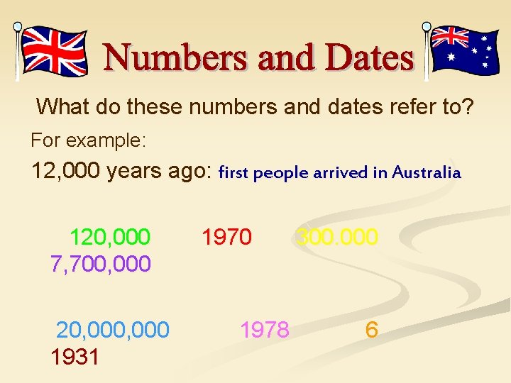 What do these numbers and dates refer to? For example: 12, 000 years ago: