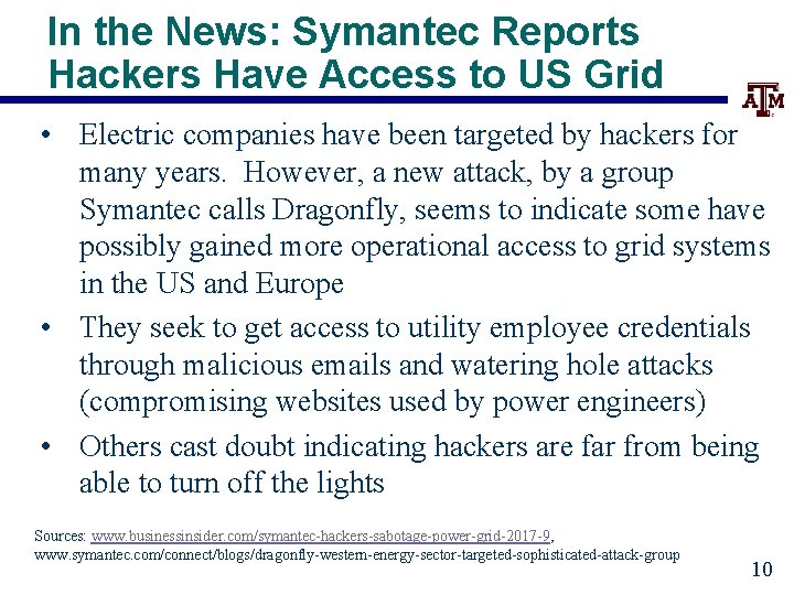 In the News: Symantec Reports Hackers Have Access to US Grid • Electric companies