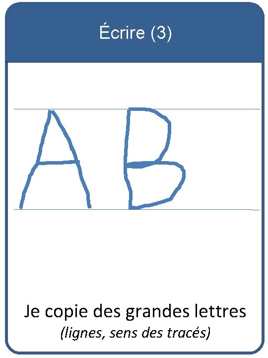 Écrire (3) Je copie des grandes lettres (lignes, sens des tracés) 