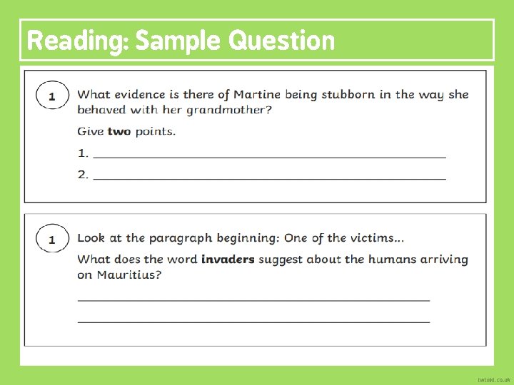 Reading: Sample Question 