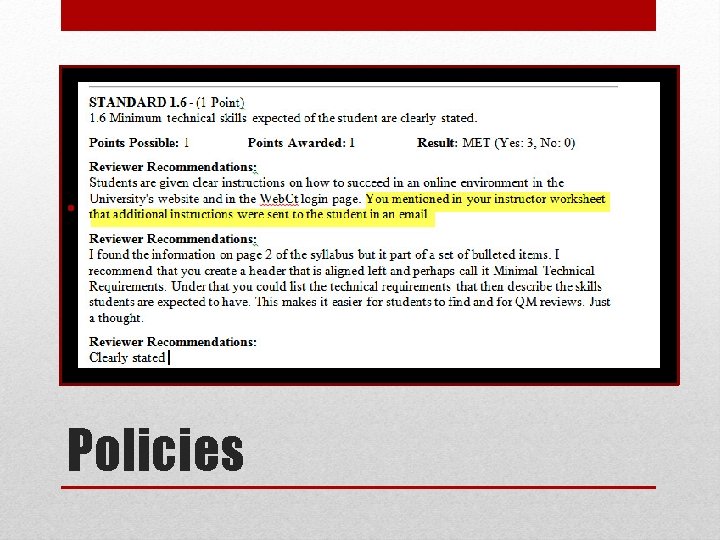  • Description of course (1 min) Policies 