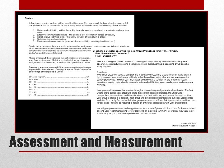 Assessment and Measurement 
