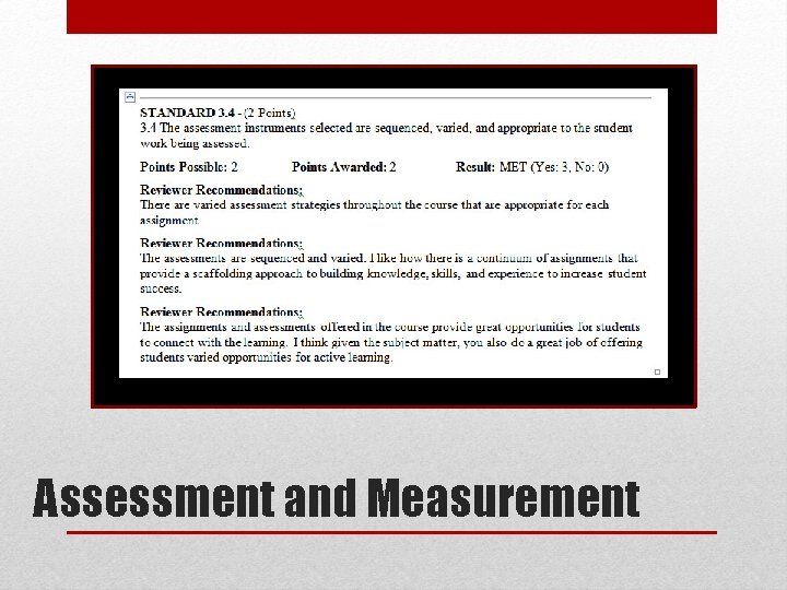 Assessment and Measurement 