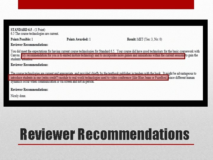Reviewer Recommendations 