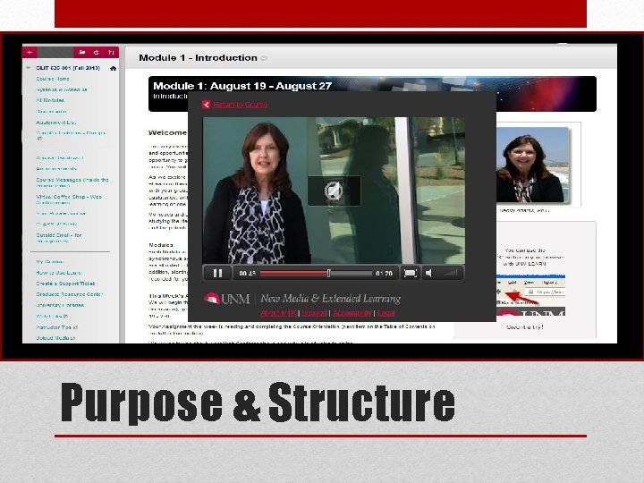  • Description of course (1 min) Purpose & Structure 