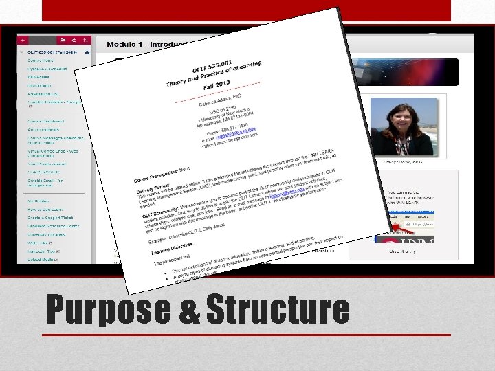  • Description of course (1 min) Purpose & Structure 