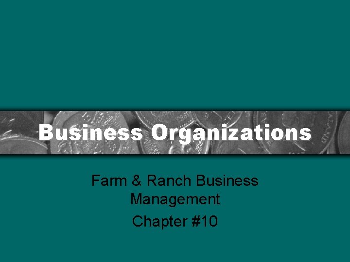 Business Organizations Farm & Ranch Business Management Chapter #10 