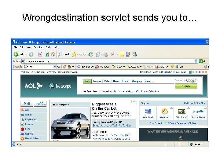 Wrongdestination servlet sends you to… Wrongdestination servlet sends you to…