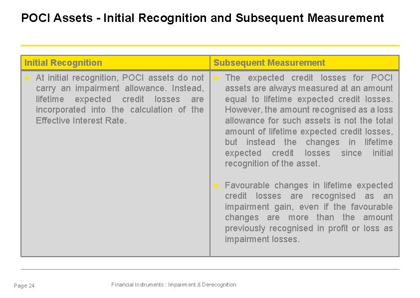 POCI Assets - Initial Recognition and Subsequent Measurement Initial Recognition ► Page 24 Subsequent