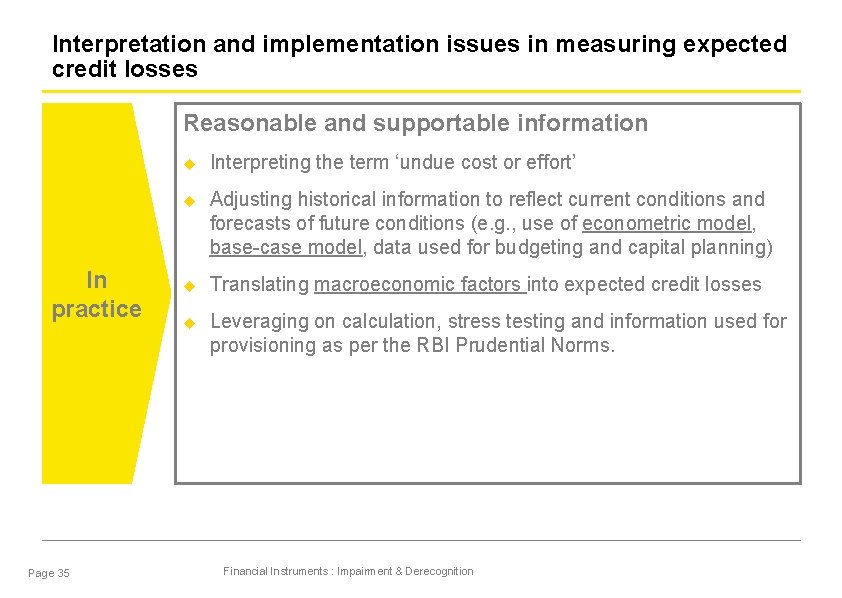 Interpretation and implementation issues in measuring expected credit losses Reasonable and supportable information In