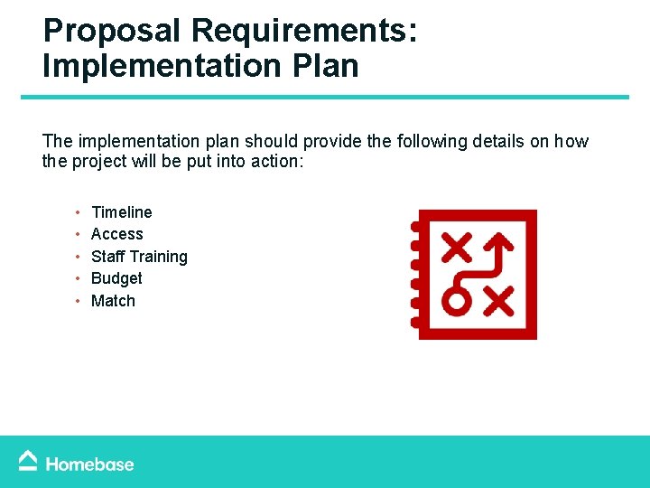 Proposal Requirements: Implementation Plan The implementation plan should provide the following details on how Proposal Requirements: Implementation Plan The implementation plan should provide the following details on how