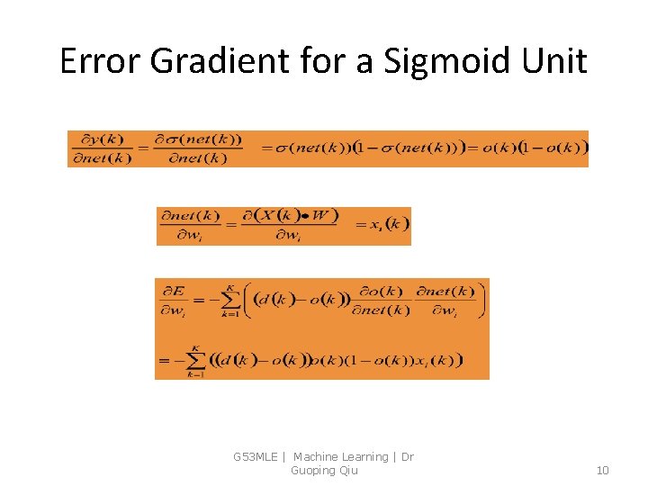 Error Gradient for a Sigmoid Unit G 53 MLE | Machine Learning | Dr