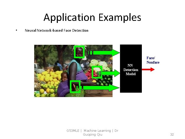 Application Examples • Neural Network-based Face Detection NN Detection Model G 53 MLE |