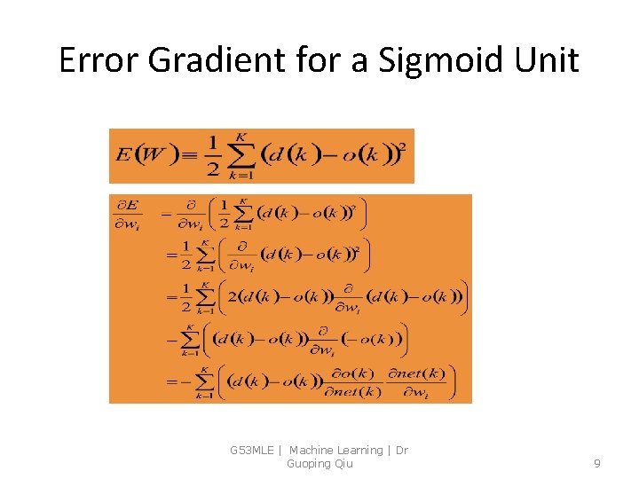 Error Gradient for a Sigmoid Unit G 53 MLE | Machine Learning | Dr