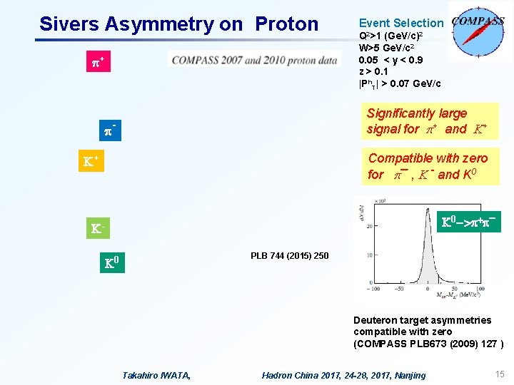 Sivers Asymmetry on Proton p+ p Event Selection Q 2>1 (Ge. V/c)2 W>5 Ge.