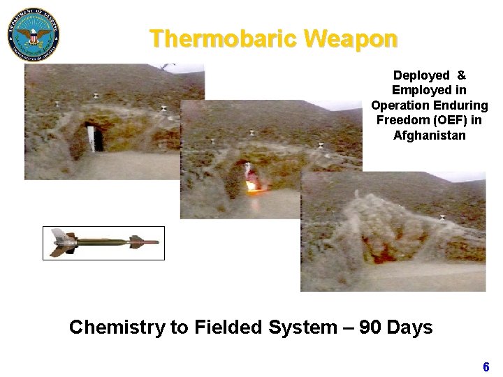 Thermobaric Weapon Deployed & Employed in Operation Enduring Freedom (OEF) in Afghanistan Chemistry to