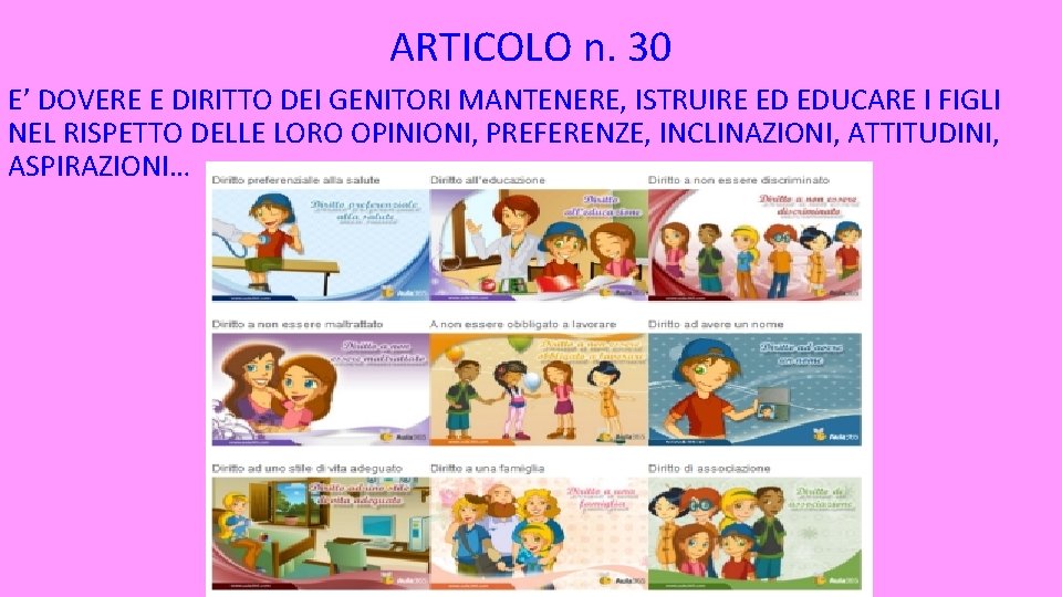 ARTICOLO n. 30 E’ DOVERE E DIRITTO DEI GENITORI MANTENERE, ISTRUIRE ED EDUCARE I