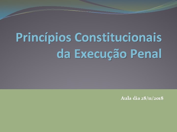 Princípios Constitucionais da Execução Penal Aula dia 28/11/2018 