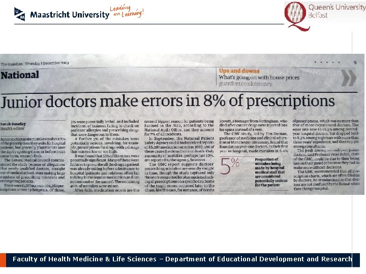 Faculty of Health Medicine & Life Sciences – Department of Educational Development and Research