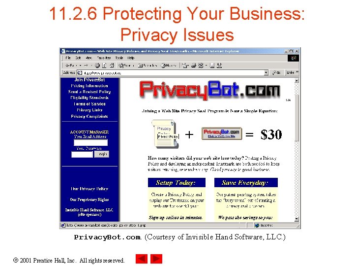 11. 2. 6 Protecting Your Business: Privacy Issues Privacy. Bot. com. (Courtesy of Invisible