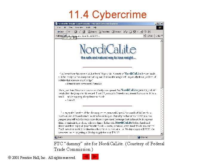 11. 4 Cybercrime FTC “dummy” site for Nordi. Ca. Lite. (Courtesy of Federal Trade