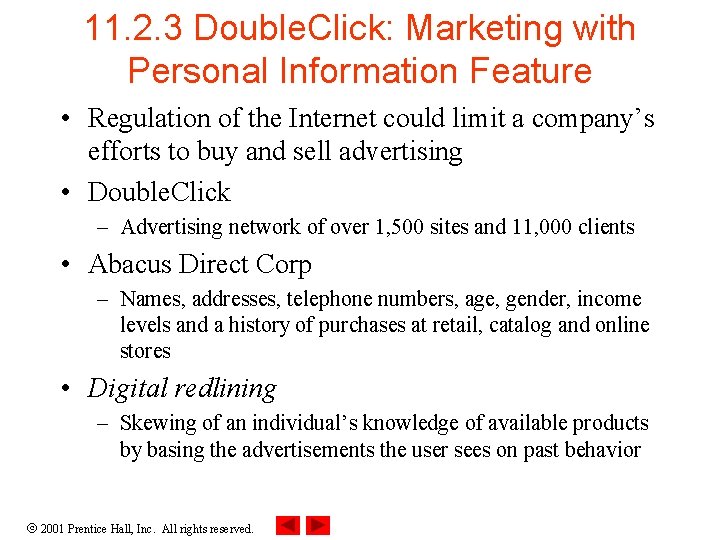 11. 2. 3 Double. Click: Marketing with Personal Information Feature • Regulation of the