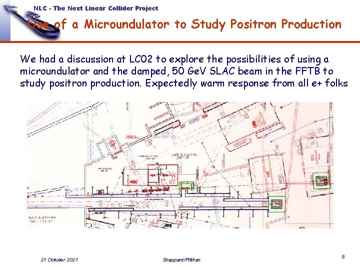NLC - The Next Linear Collider Project Use of a Microundulator to Study Positron NLC - The Next Linear Collider Project Use of a Microundulator to Study Positron
