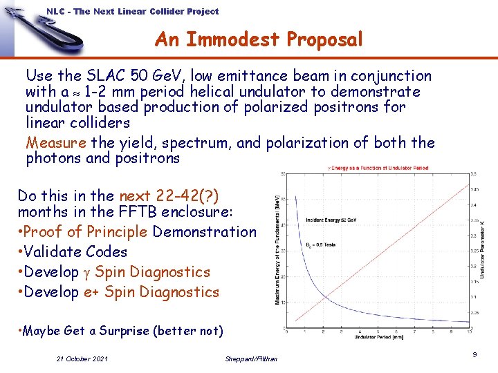 NLC - The Next Linear Collider Project An Immodest Proposal Use the SLAC 50 NLC - The Next Linear Collider Project An Immodest Proposal Use the SLAC 50