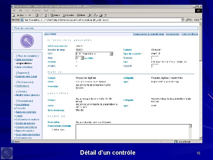 Détail d’un contrôle 16 