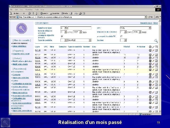 Réalisation d’un mois passé 19 