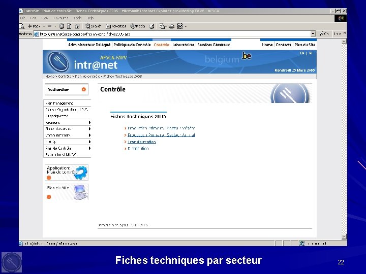 Fiches techniques par secteur 22 