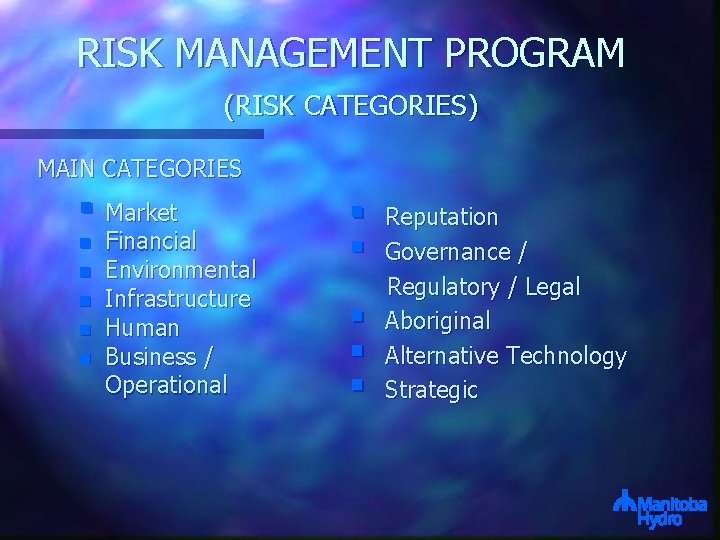 RISK MANAGEMENT PROGRAM AND PROJECT MANAGEMENT APPLICATION OCTOBER