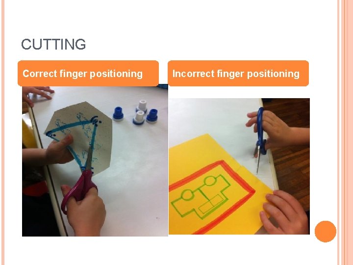 CUTTING Correct finger positioning Incorrect finger positioning 