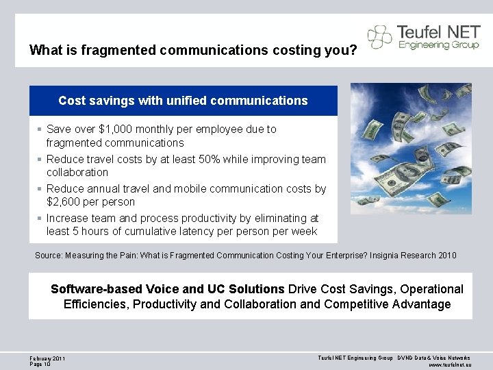 What is fragmented communications costing you? Cost savings with unified communications § Save over