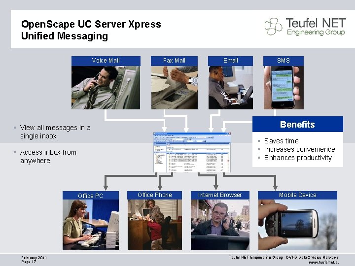 Open. Scape UC Server Xpress Unified Messaging Voice Mail Fax Mail Email Benefits §