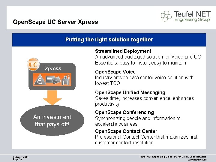 Open. Scape UC Server Xpress Putting the right solution together Streamlined Deployment An advanced